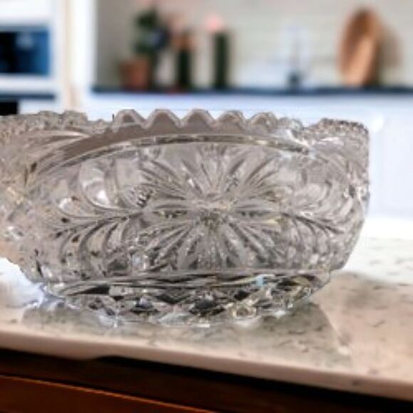Lead Crystal 8 3/8" Bowl Anna Hutte-Bleikristall  Made in West Germany Vintage - Picture 1 of 8